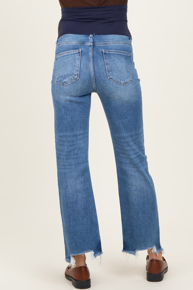 Fray Hem Cropped Flare Maternity Jeans, Alternate, color, Blue