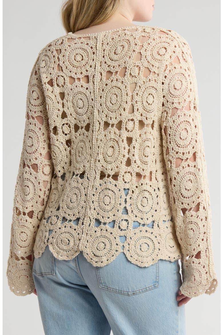 Crochet Button Front Cardigan, Alternate, color, NATURAL