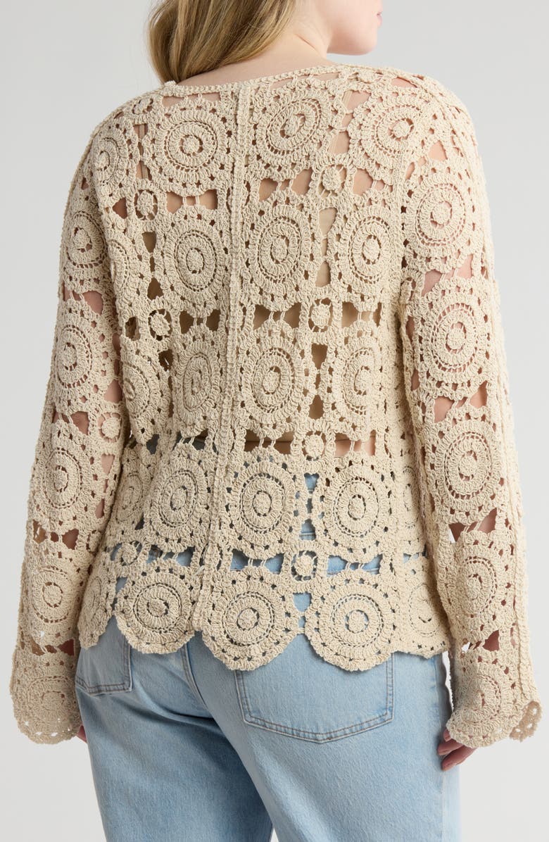 Forgotten Grace Crochet Button Front Cardigan, Alternate, color, Natural