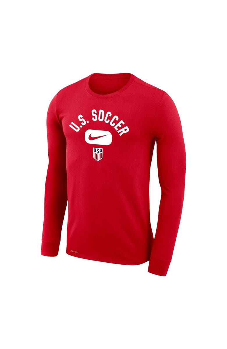 Nike Men's Nike Red USMNT Lockup Legend Performance Long Sleeve T-Shirt, Alternate, color,