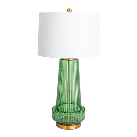 Ribbed Table Lamp with Tapered Drum Shade