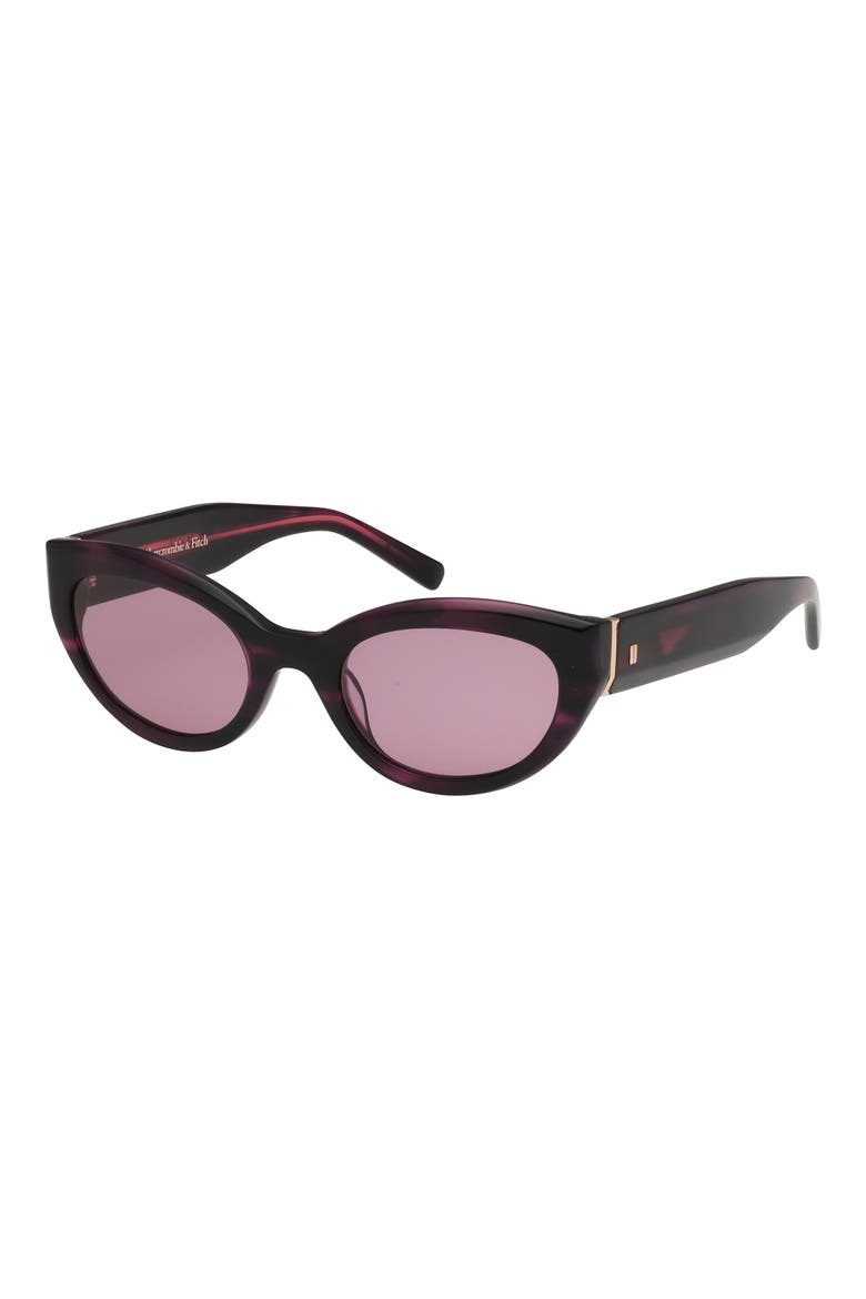 52mm Cat Eye Sunglasses, Alternate, color, HORN / PLUM LENS