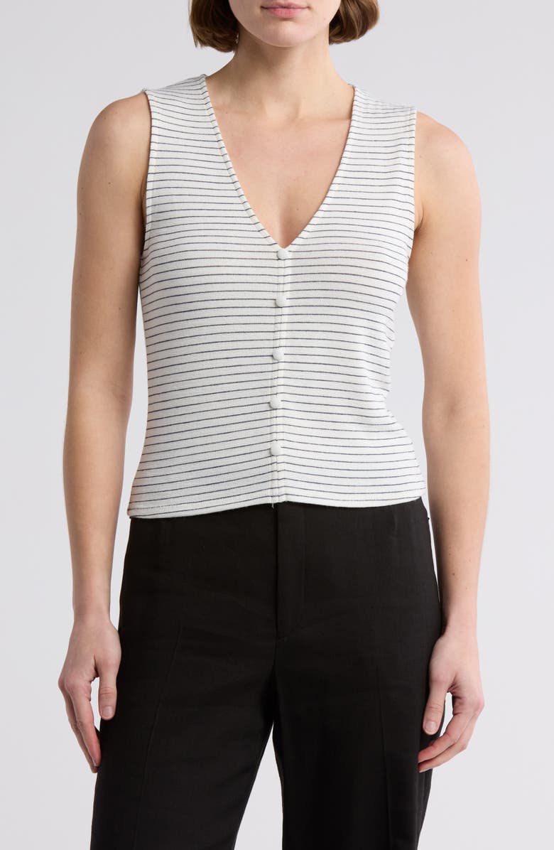 rag & bone The Knit Stripe T-Shirt, Main, color, Ivorymult