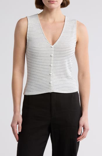 Rag & Bone The Knit Stripe T-shirt In Ivory Multi