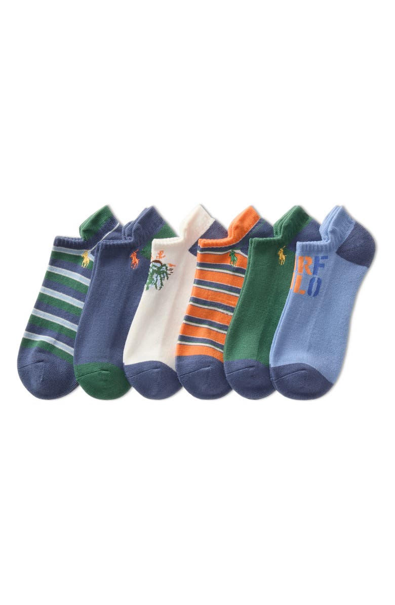 Polo Ralph Lauren Assorted 6-Pack Surf Low No-Show Socks, Main, color,