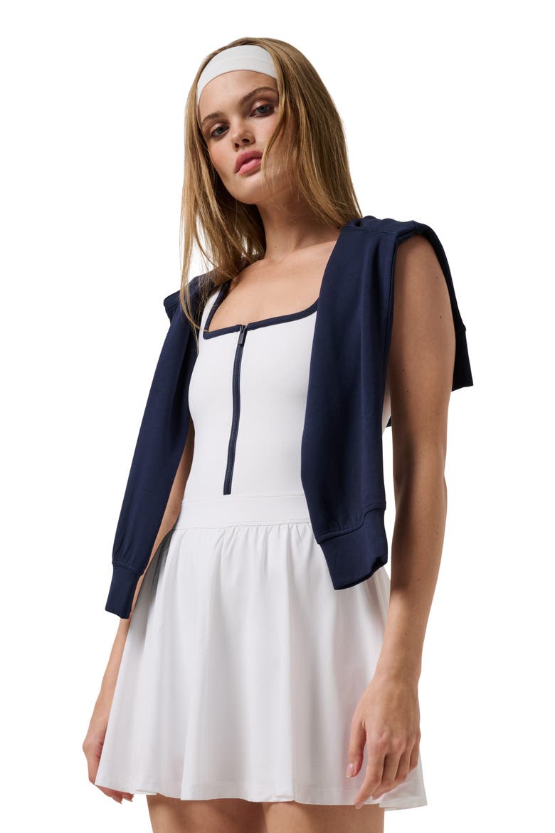 Moveknit Zip Court Dress, Alternate, color, WHITE