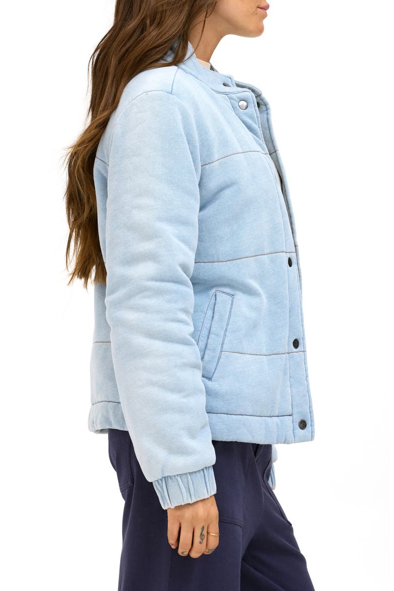 Malia Quilted Denim Puffer Jacket, Alternate, color, LIGHT WASH