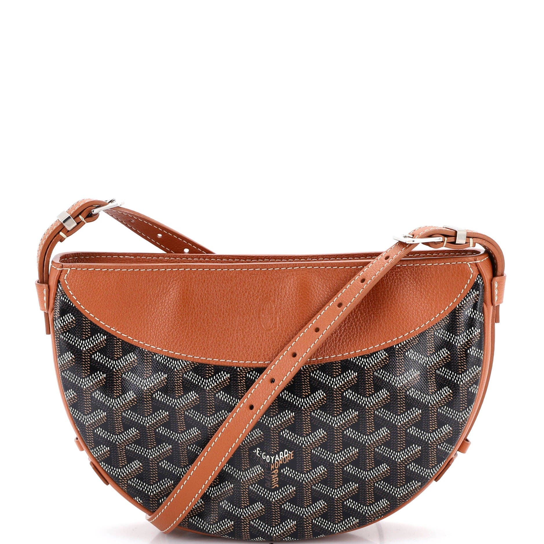 Pre-Owned Goyard Hirondelle Shoulder Bag Coated Canvas and Leather, Main, color, Brown