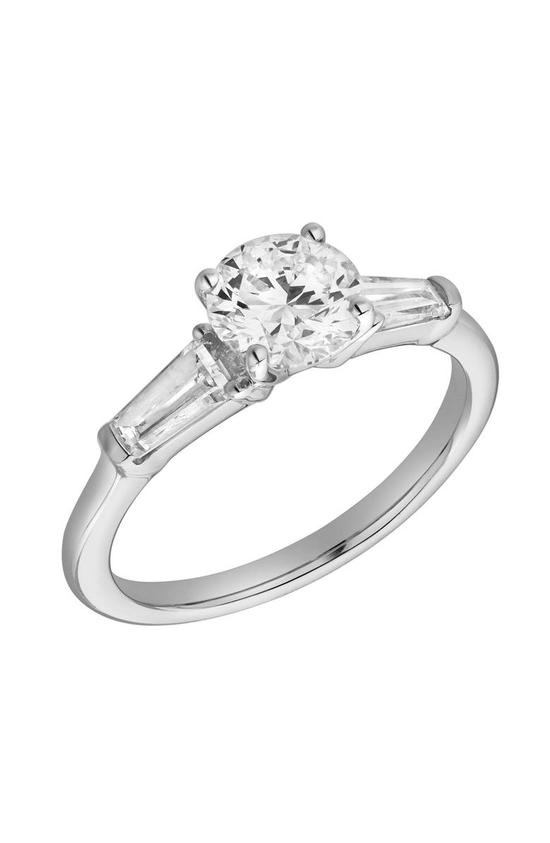 LuvMyJewelry Nova 14K Gold Tapered Baguette & Round Cut Lab Grown Diamond Three Stone Ring - 1.48 ct, Alternate, color, 14K White Gold