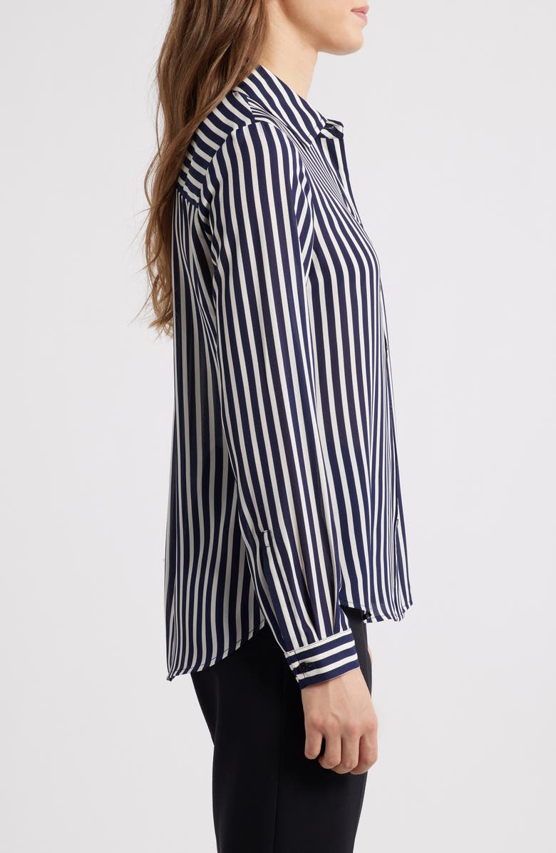 AK ANNE KLEIN Stripe Button-Up Shirt, Alternate, color, Distant Mountain/ White Dove