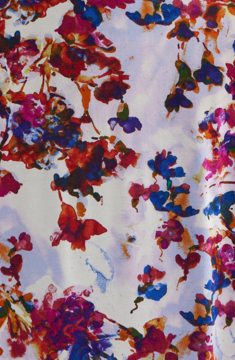 Loveappella Roll Top Floral Print Maxi Skirt, Alternate, color, Fuchsia/ Violet