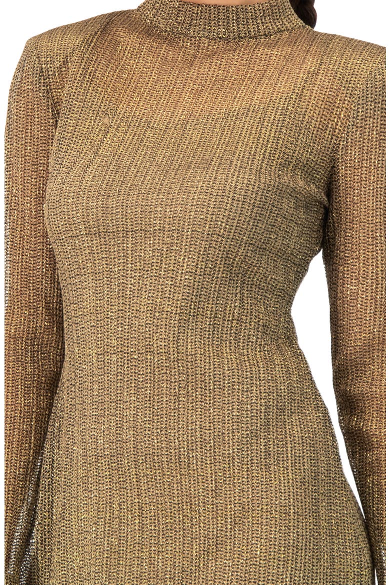 Short A-Line Dress with Long Sleeves, Alternate, color, Gold