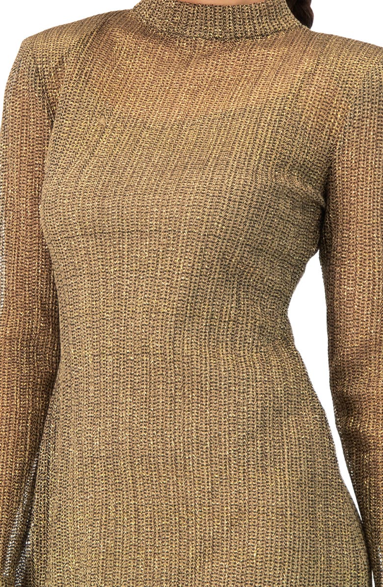 IVONNE Short A-Line Dress with Long Sleeves, Alternate, color, Gold