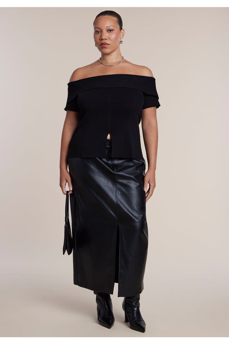 Off The Shoulder Short Sleeve Sweater, Alternate, color, BLACK ONYX