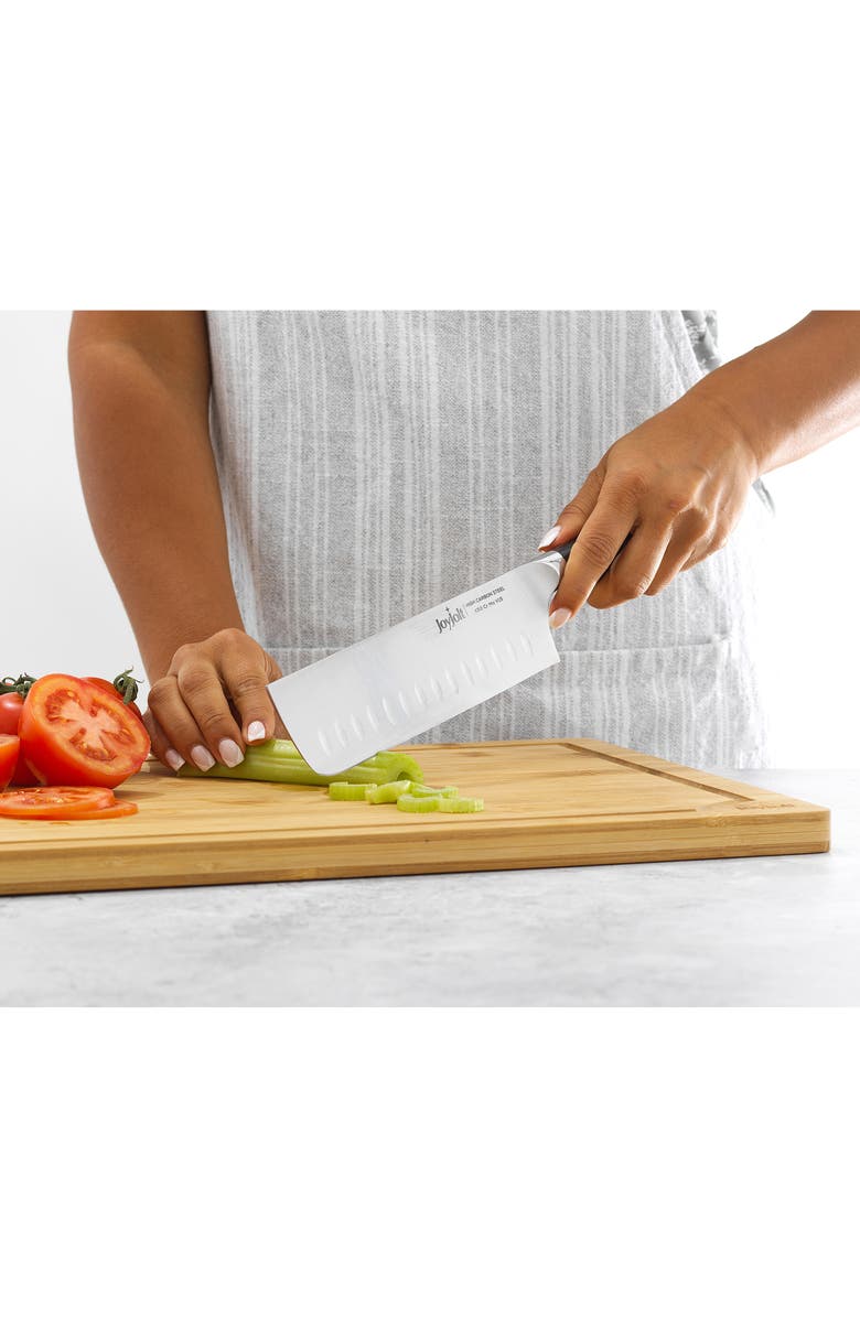 JoyJolt 7" Stainless Steel Nakiri Knife, Alternate, color, Silver/ Black