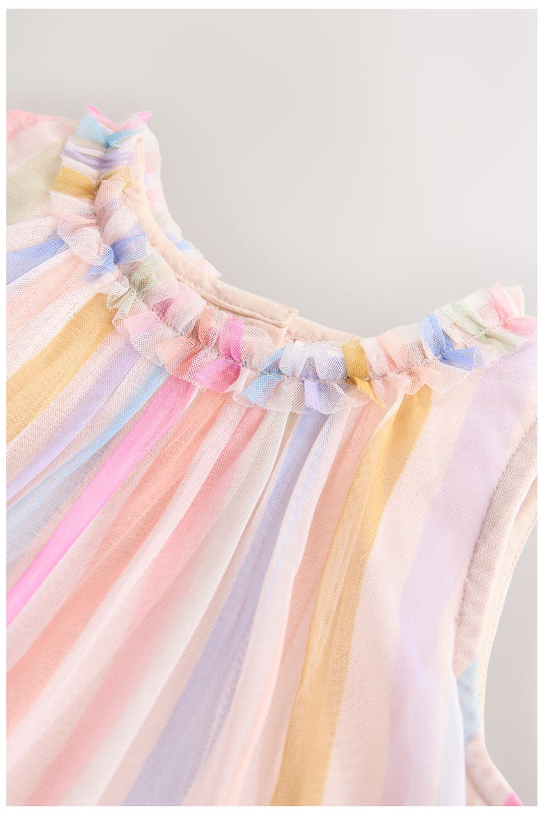 Kids' Mesh Rainbow Stripe Dress, Alternate, color, PINK MULTI