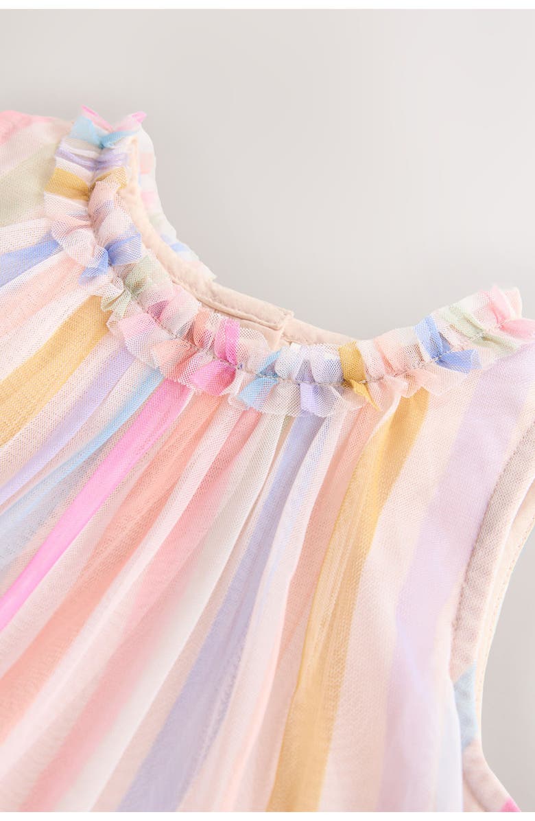 NEXT Kids' Mesh Rainbow Stripe Dress, Alternate, color, Pink Multi