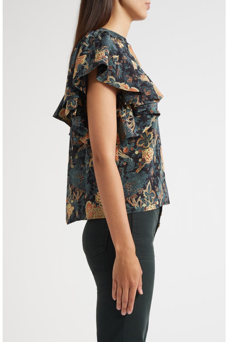 Lena Flutter Sleeve Silk Top, Alternate, color, NUIT