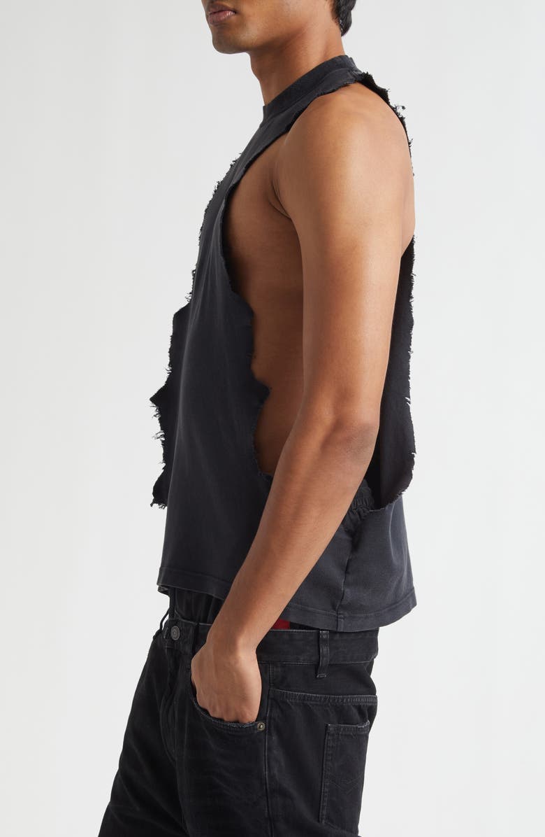 Balenciaga Standard Ripped Graphic Tank, Alternate, color, 1041 Faded Washed Black