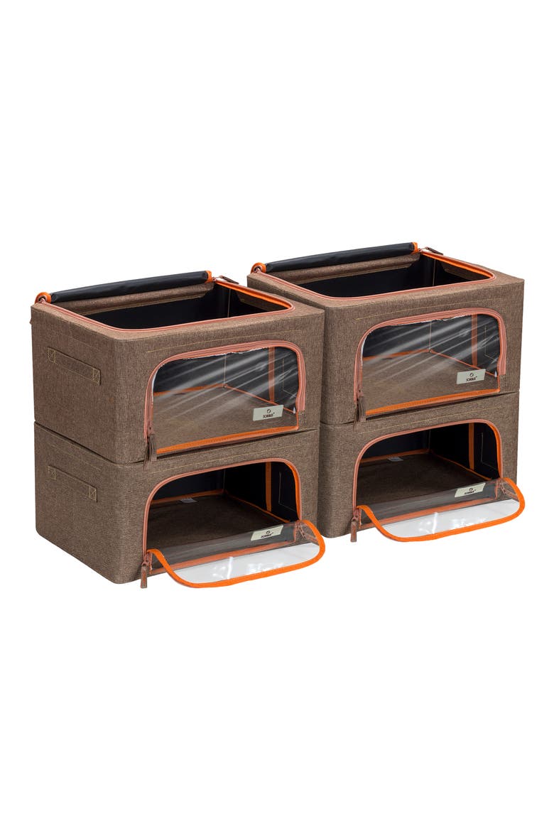 4-Pack Foldable Storage Boxes, Main, color, BROWN