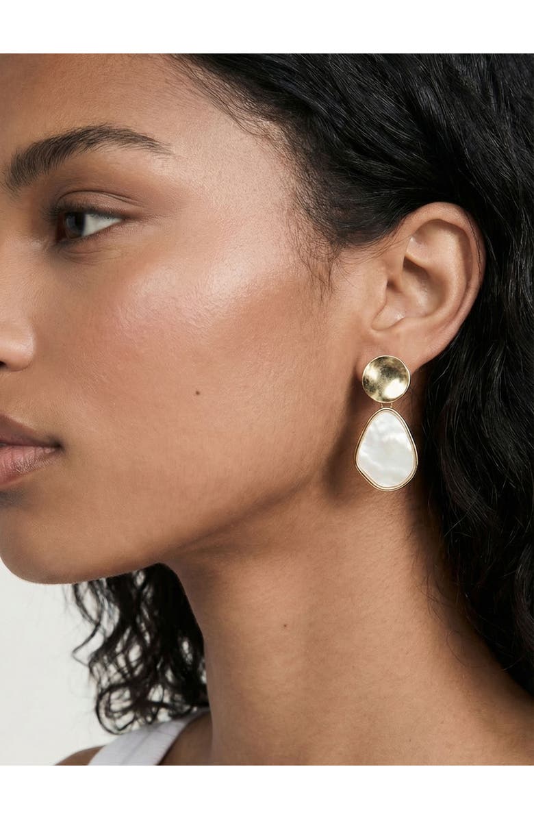 Ettika Pearl Secret Mother-of-Pearl Drop Earrings, Alternate, color, White/ Gold