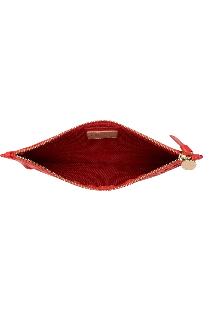 Clare V. Perforated Leather Clutch, Alternate, color, Bright Poppy