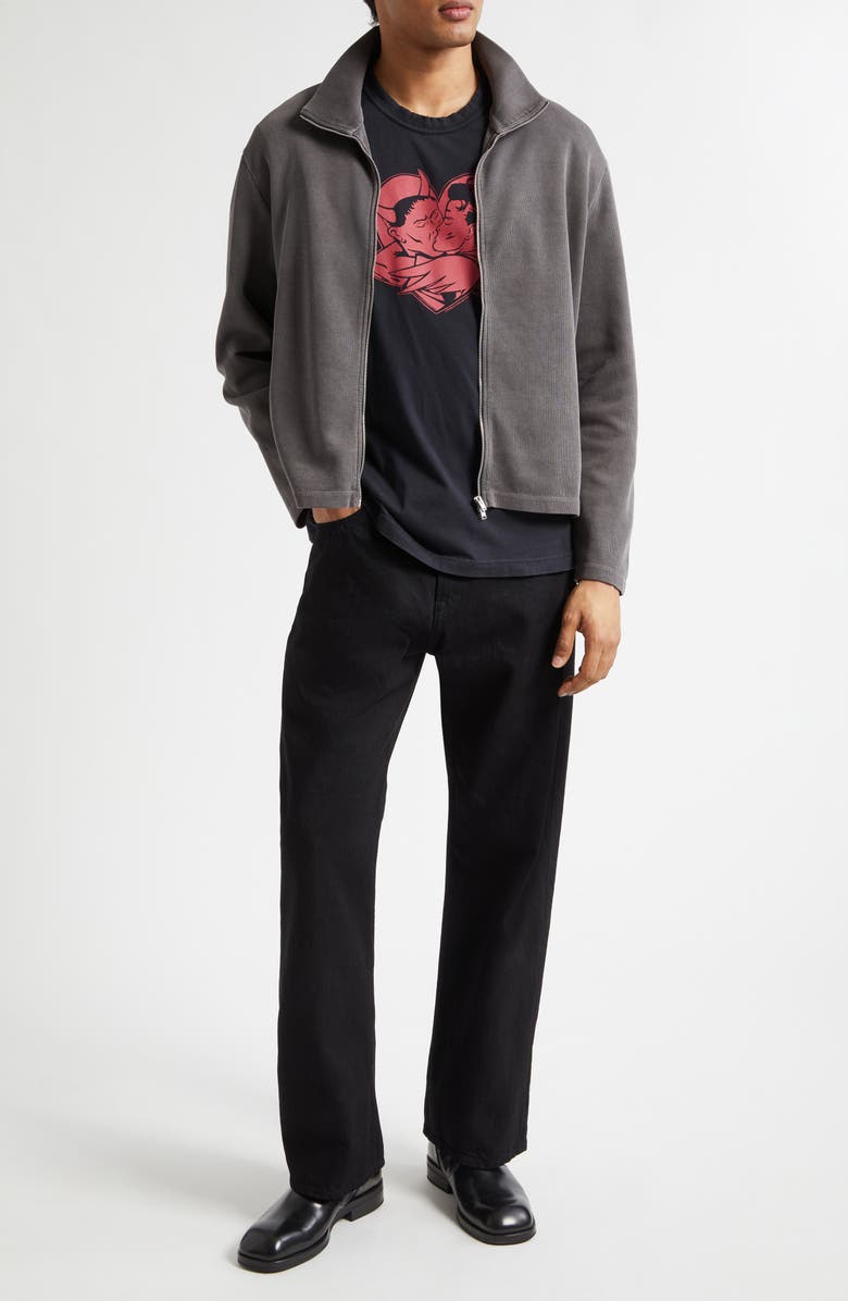 OUR LEGACY Shrunken Rib Full Zip Sweatshirt, Alternate, color, Worn Graphite Athletic Rib