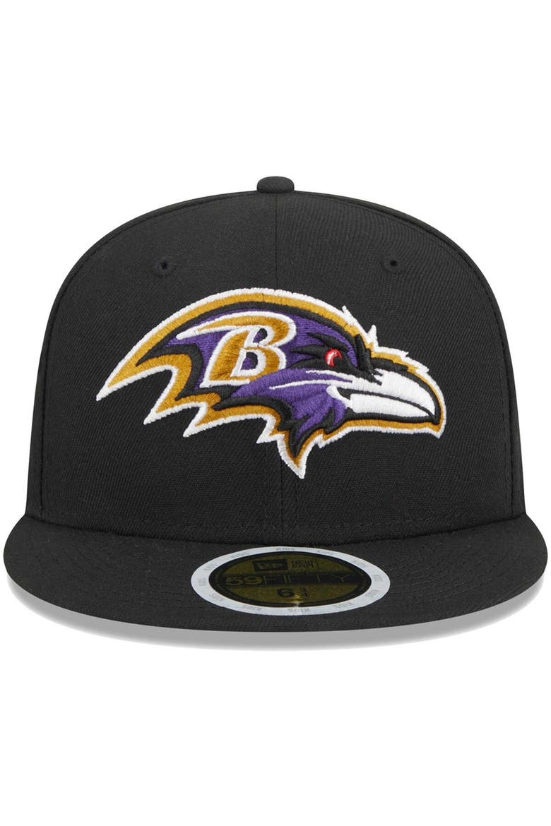 Youth New Era Black Baltimore Ravens  Main 59FIFTY Fitted Hat, Alternate, color, Black