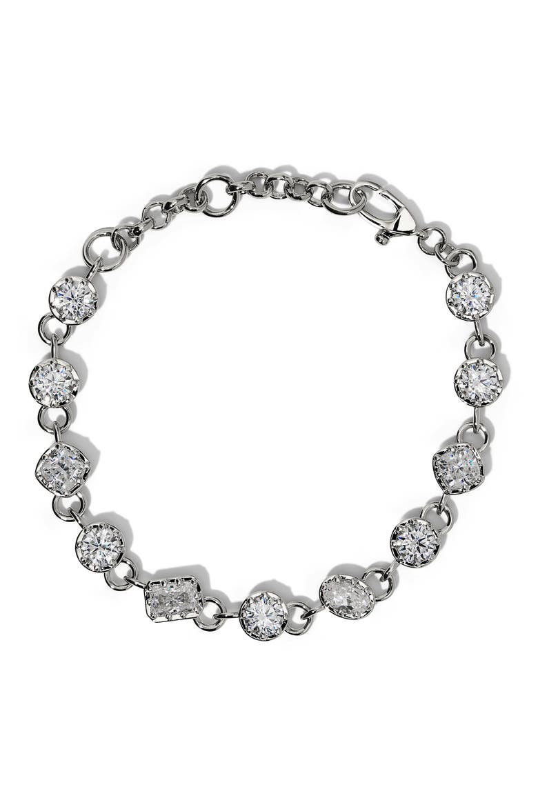 Celine Cubic Zirconia Line Bracelet, Main, color, RHODIUM