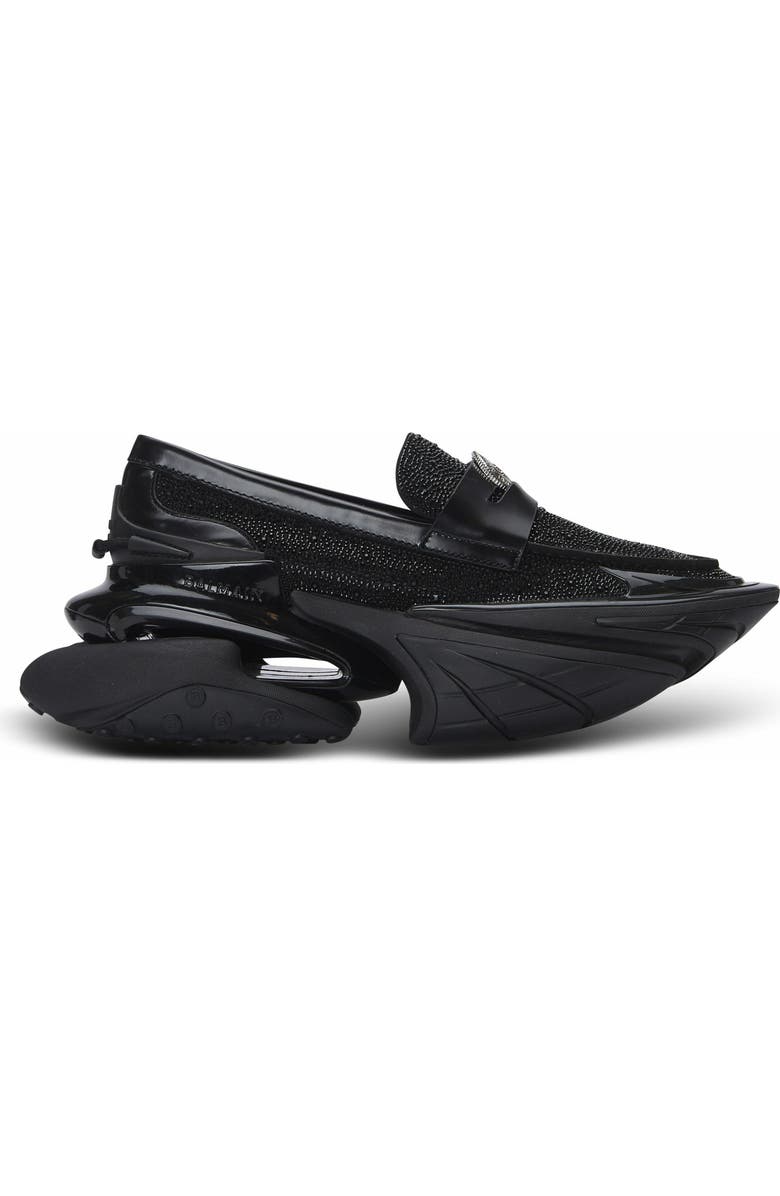 Balmain Unicorn Loafers In Rhinestone Calfskin, Main, color,