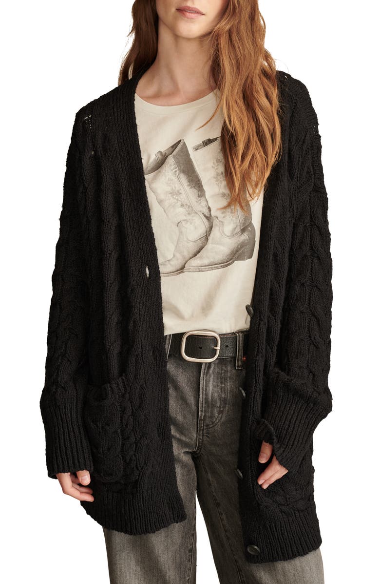 Lucky Brand Cable Cardigan Sweater, Main, color, 