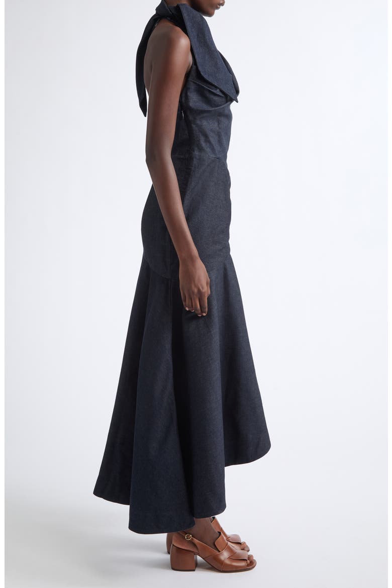 Valiant Draped Denim Halter Dress, Alternate, color, NIGHT SKY