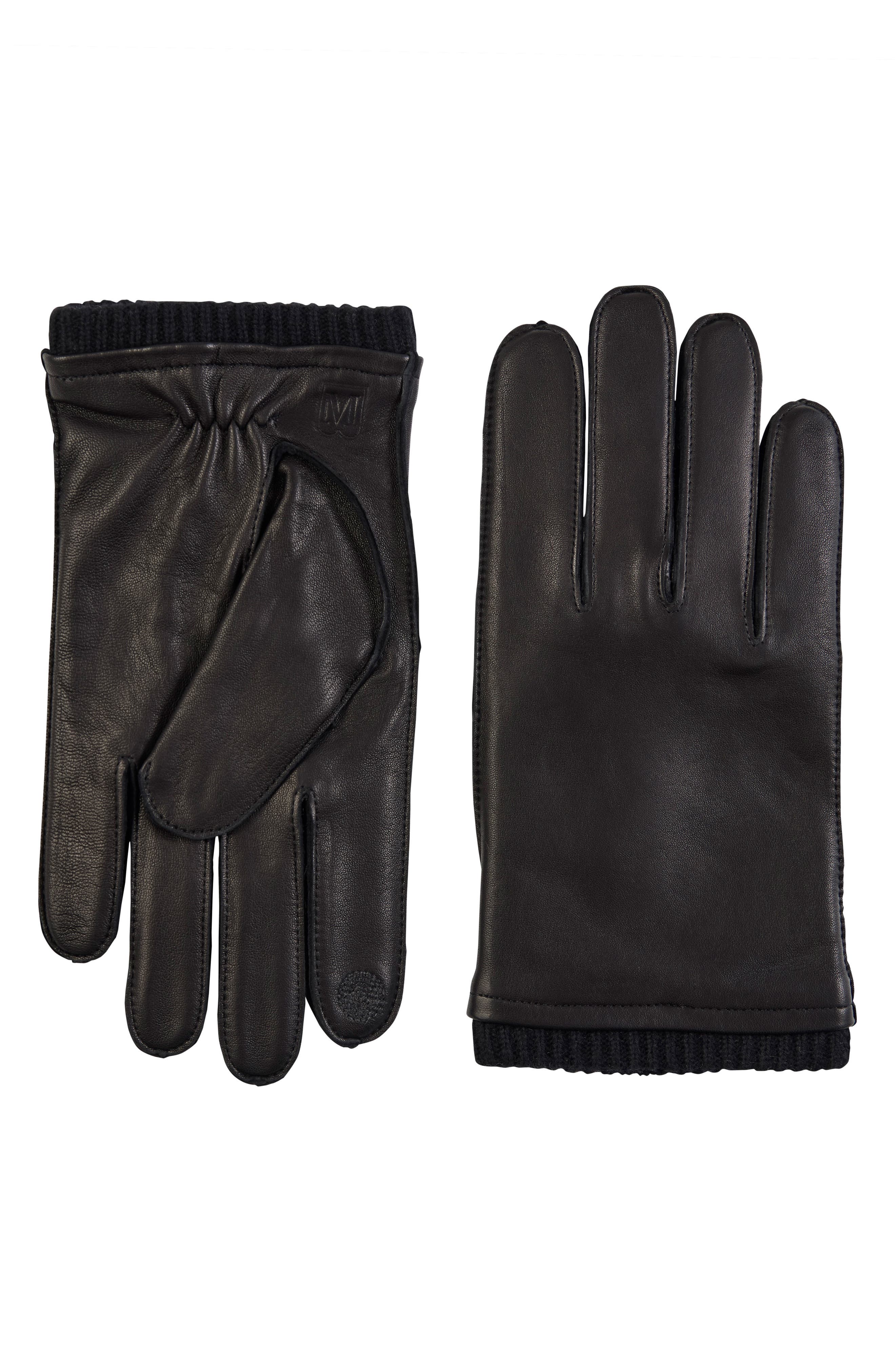Bruno Magli Touch Tech Cashmere Lined Leather Gloves
