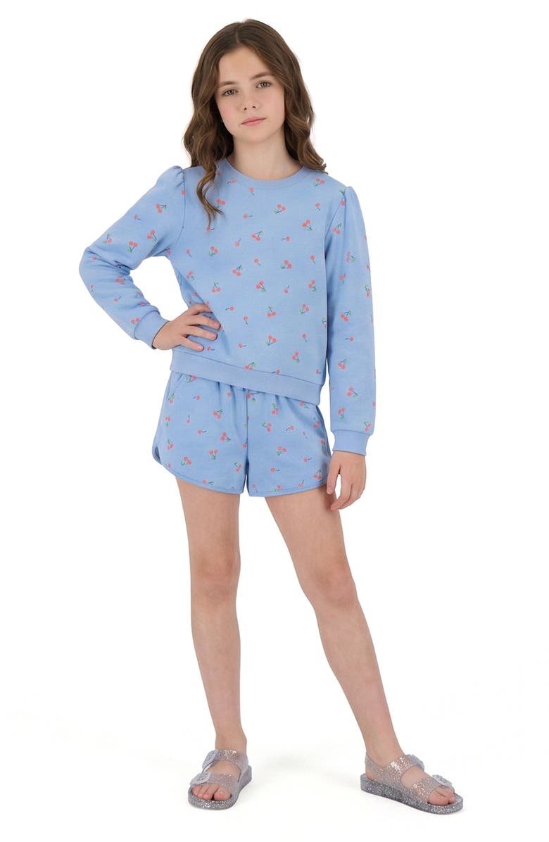 Andy & Evan Kids' Long Sleeve Pullover & Shorts Set, Alternate, color, Purple Cherry