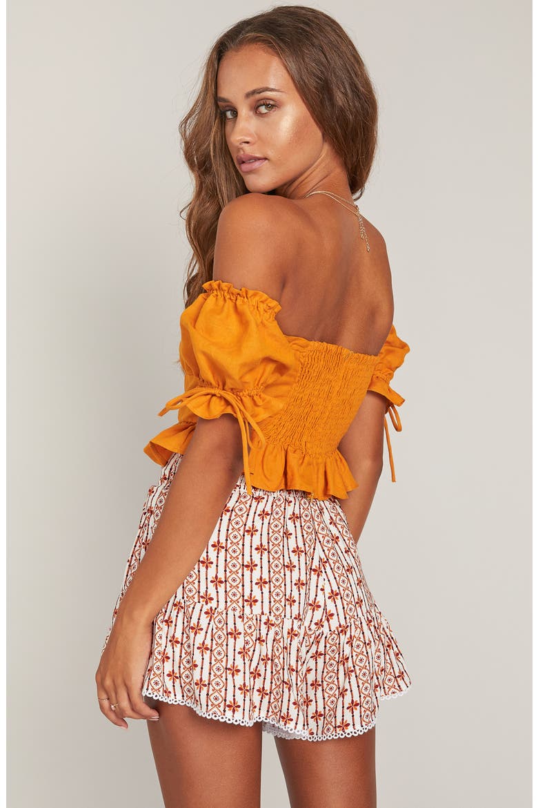 Someplace Tropical Tie Waist Shorts, Alternate, color, RED STRIPE ETHNIC