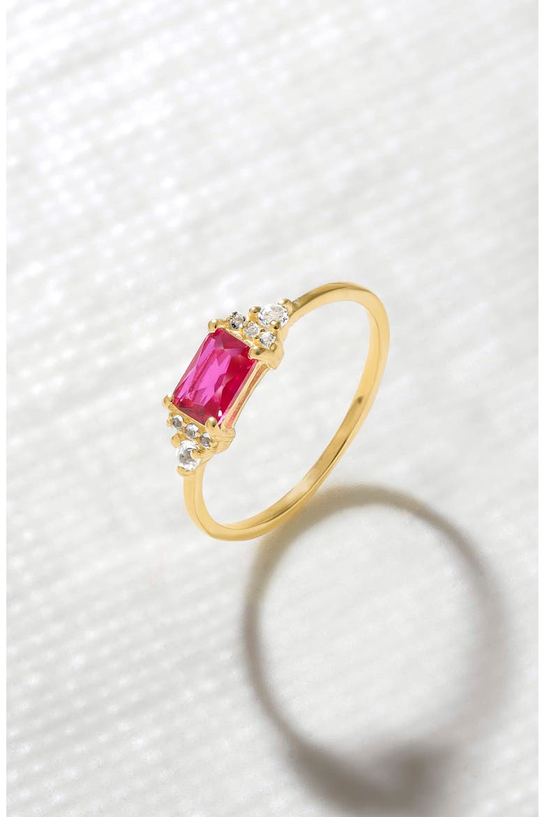 Baguette & Round Mix Gemstone Ring, Alternate, color, PINK