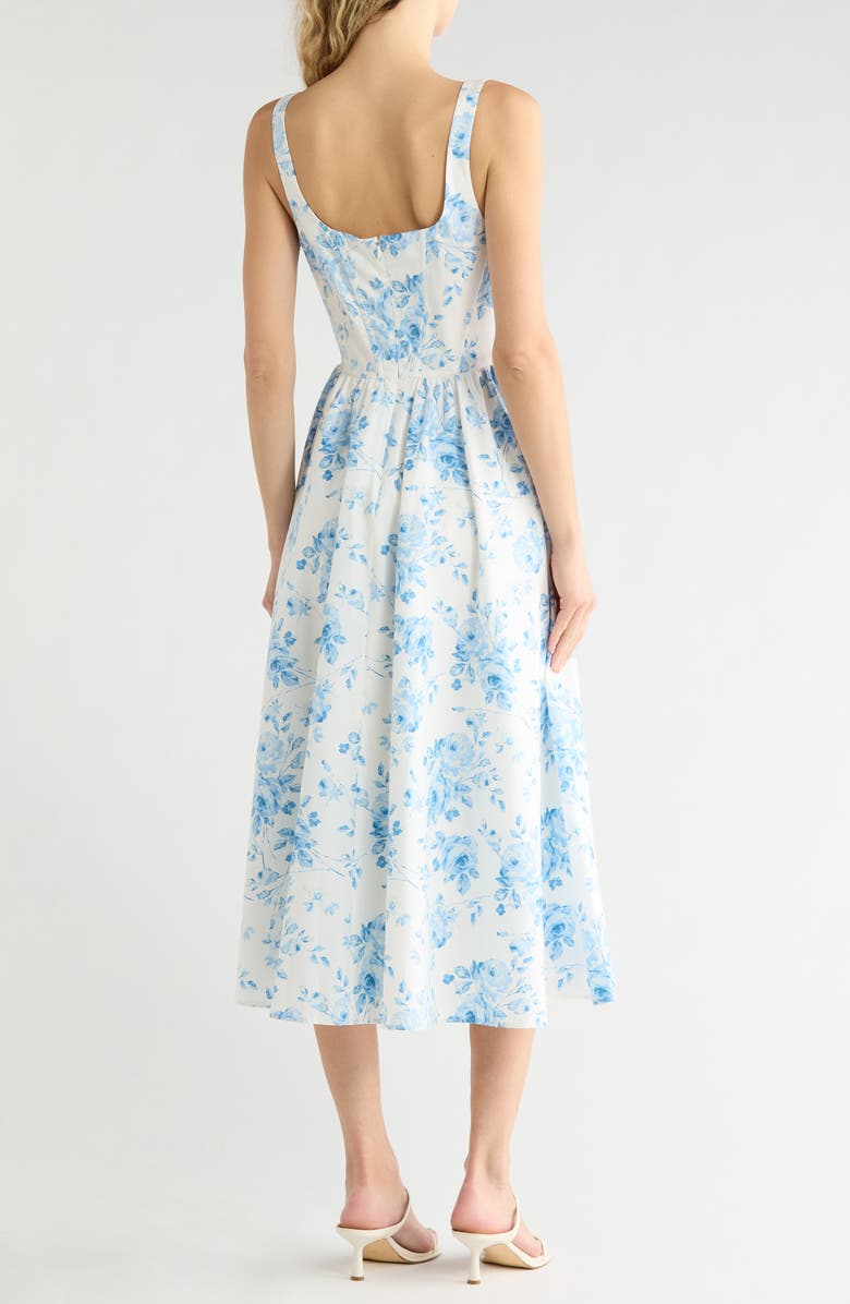 WAYF Floral Corset Sleeveless Midi Dress, Alternate, color, 