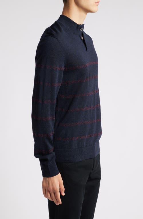 Robert Barakett East Arm Wool Henley Sweater In Navy