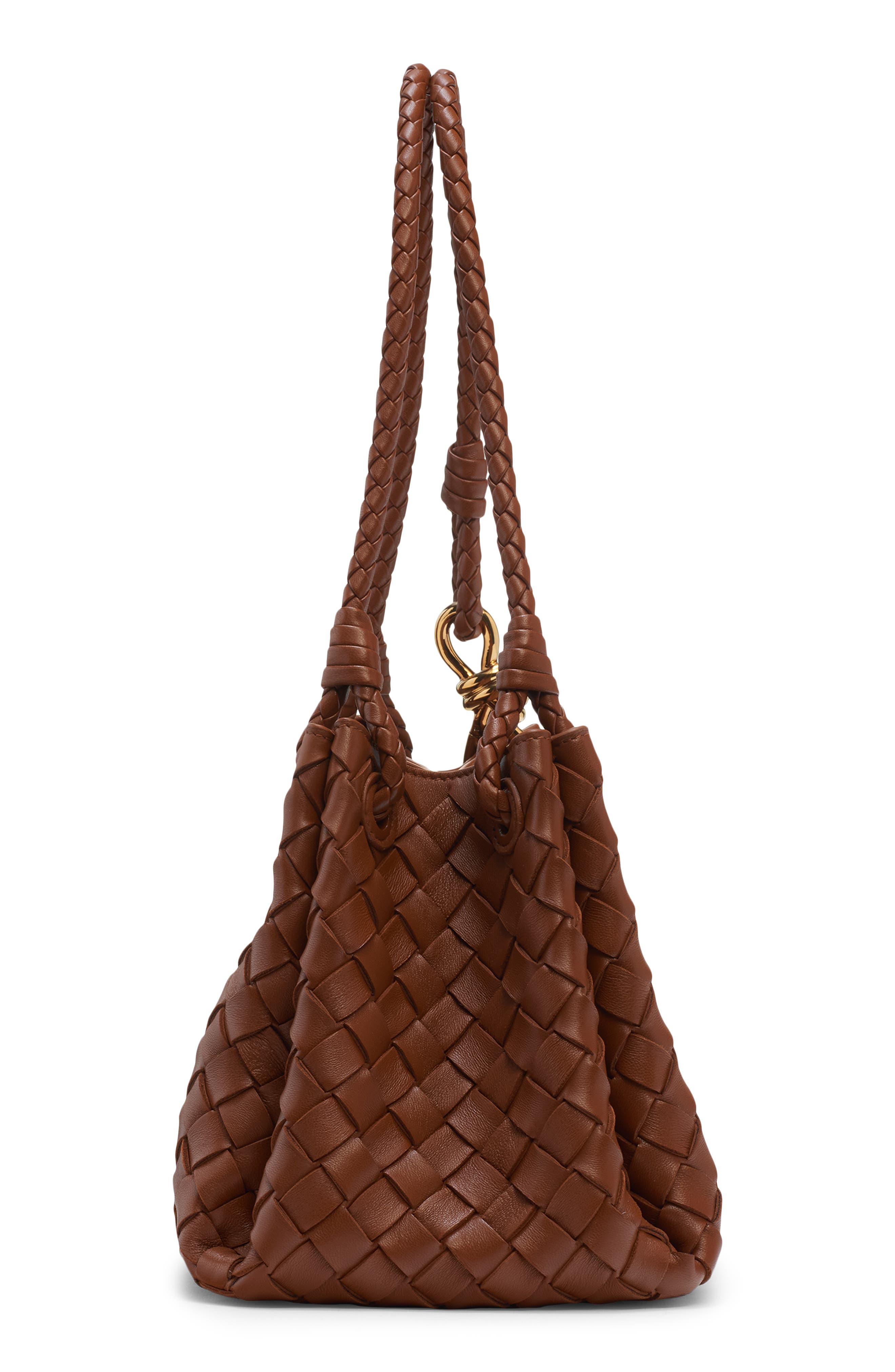 Bottega Veneta Small Parachute Intrecciato Leather Shoulder Bag, Alternate, color, 2387 Tannin-Muse Brass