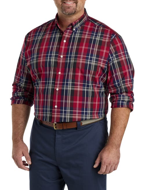 Oak Hill By Dxl Big & Tall Large Plaid Sport Shirt In Red
