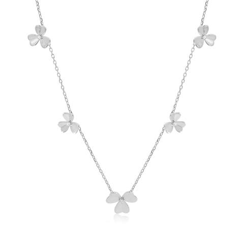 Clover Petal CZ Station Necklace