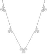 The Lovery Fine Jewelry Clover Petal CZ Station Necklace