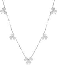 The Lovery Fine Jewelry Clover Petal CZ Station Necklace