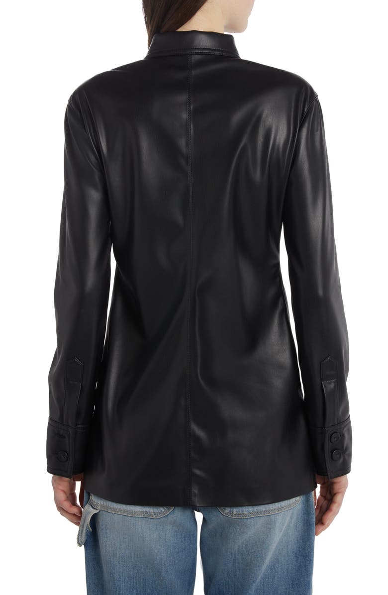 Stella McCartney Faux Leather Long Sleeve Button-Up Shirt, Alternate, color, 