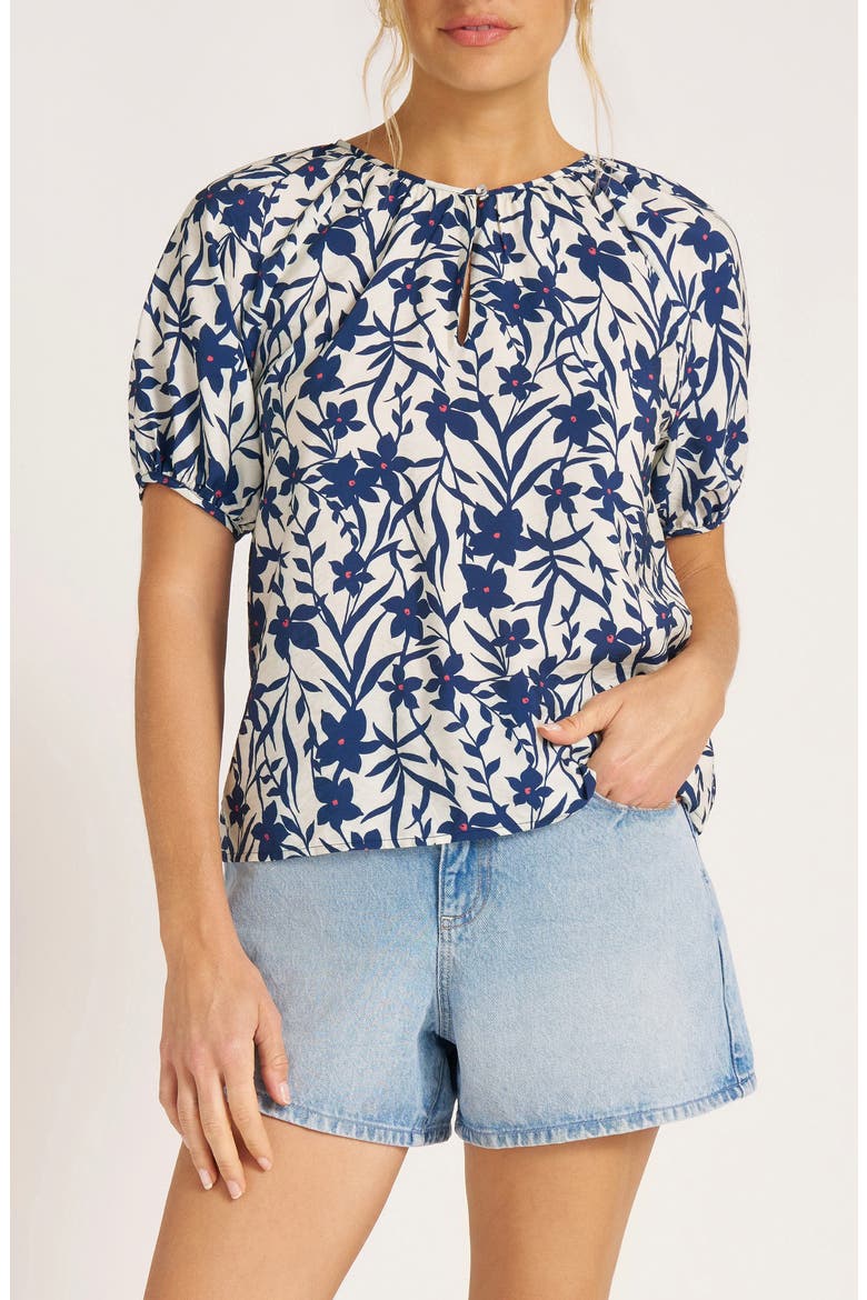 Zia Floral Raglan Sleeve Top, Main, color, VELLUM/ NAVY