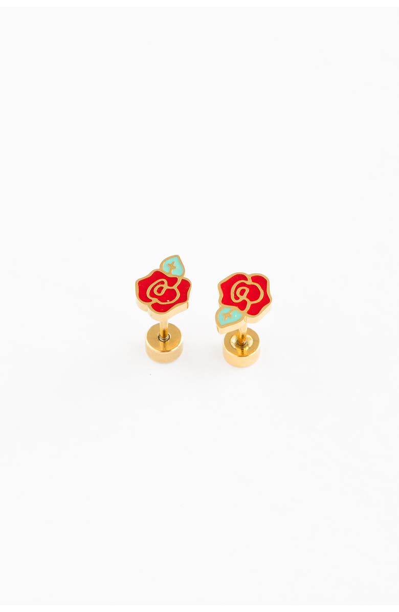 Pip Pop Rose Stud Earrings, Main, color, Red