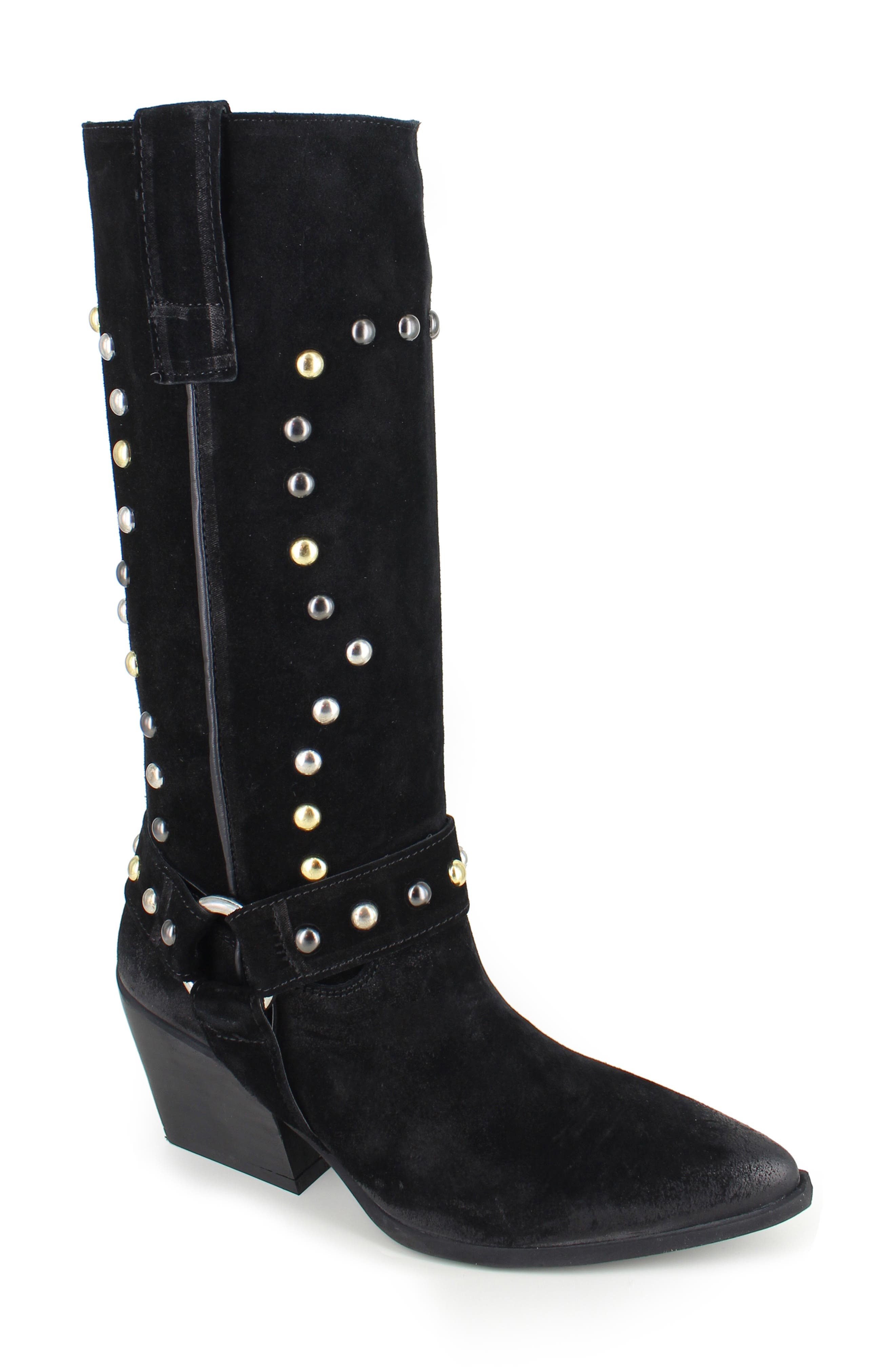 ZIGIny Giana Studded Western Boot, Main, color, Black