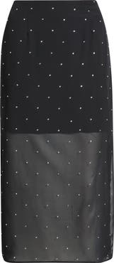 Open Edit Embellished Chiffon Midi Skirt