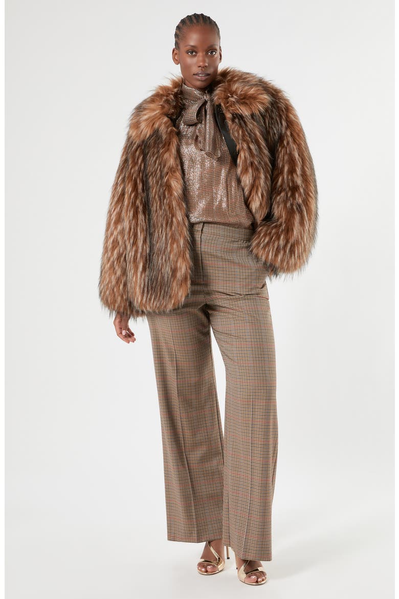 Erosi Faux Fur Short Coat, Alternate, color, CAMEL