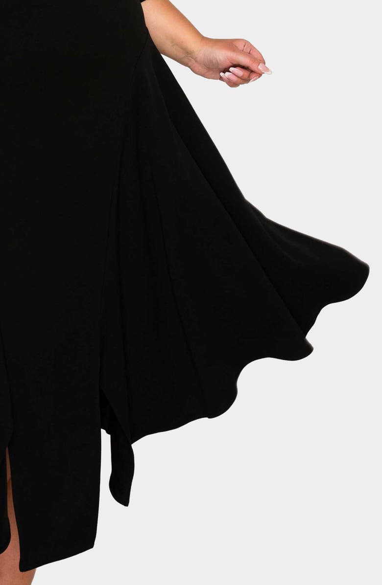 L I V D Vida Asymmetric Split Hem Crepe Maxi Dress, Alternate, color, Black